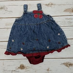 Gymboree Denim Cherry Jumper and Bloomers 3-6M